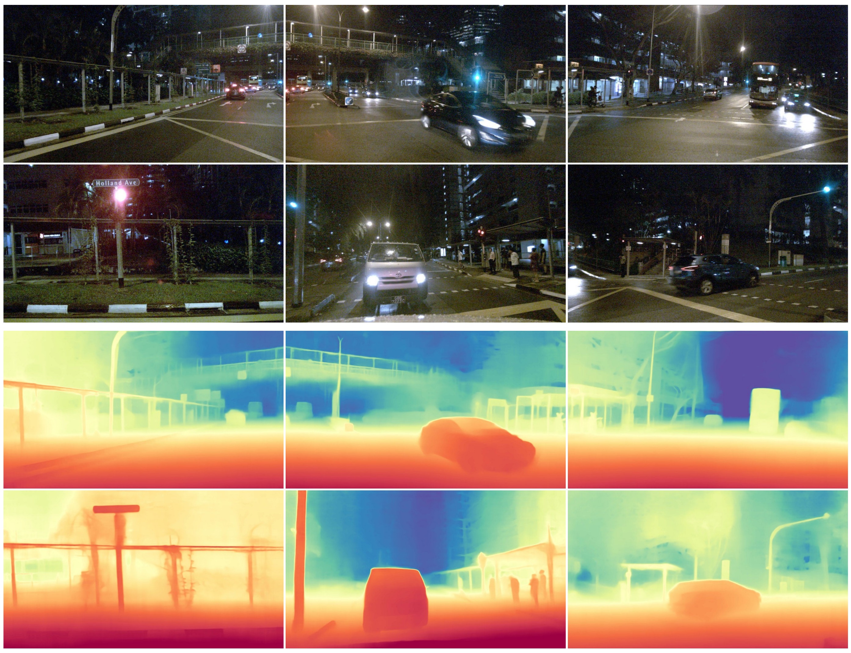 Night-time monocular depth predictions of GTR-L on nuScenes surround-view images
