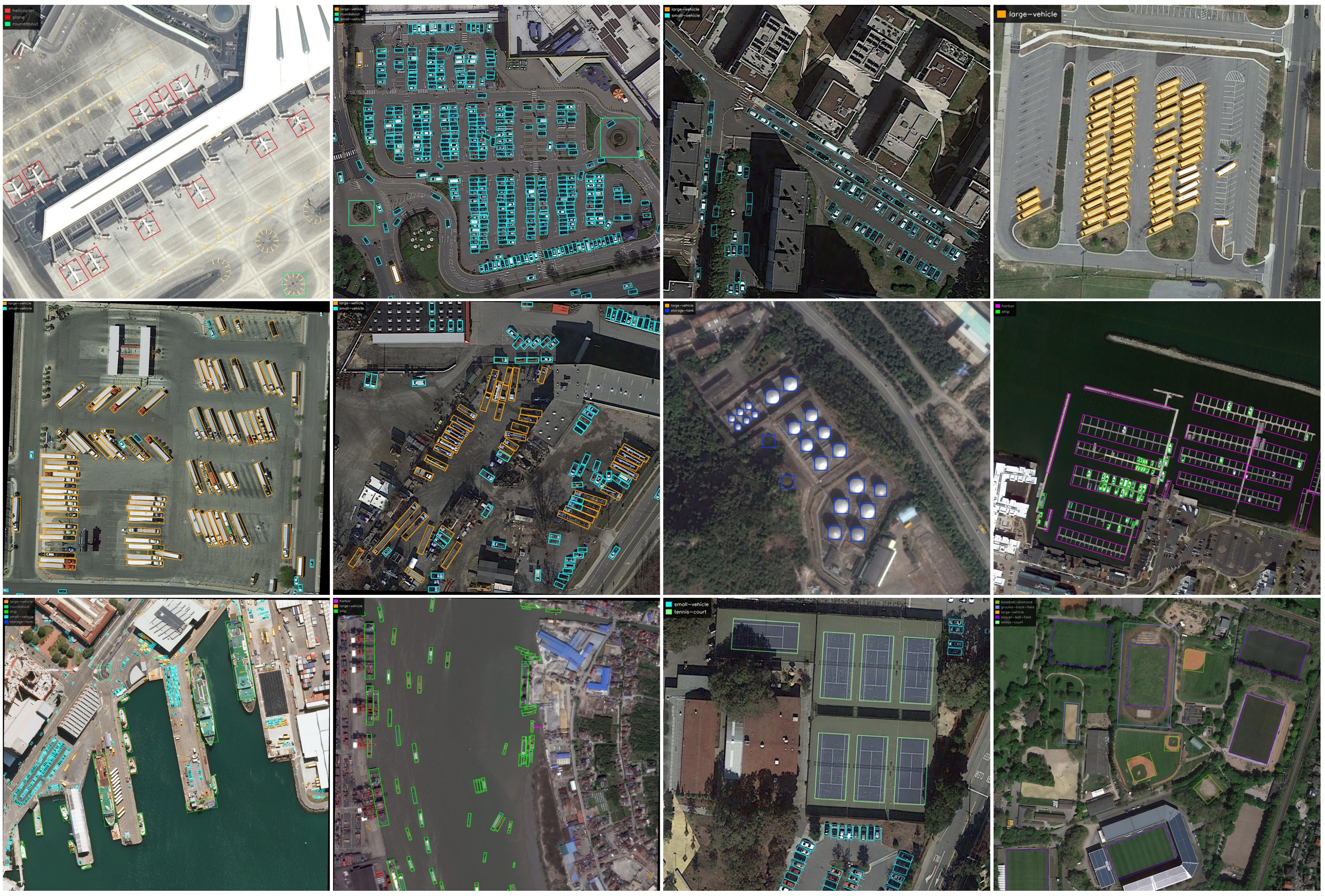 Qualitative oriented object detection results of GTR-X on DOTA-v1.0